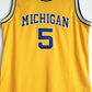 NCAA University of Michigan No. 5 Jalen Rose Premium Mesh Yellow Jersey