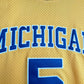 NCAA University of Michigan No. 5 Jalen Rose Premium Mesh Yellow Jersey