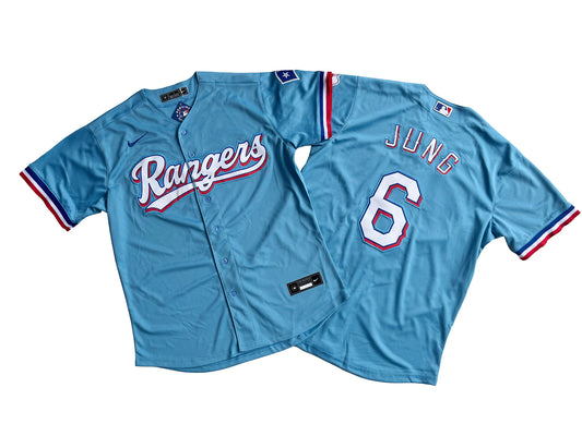 Men's Texas Rangers 6# Josh Jung  Light Blue Player Jersey