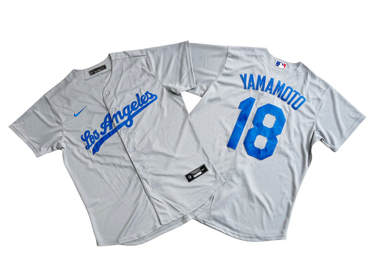Los Angeles Dodgers 18# Yoshinobu Yamamoto Gray Player Jersey