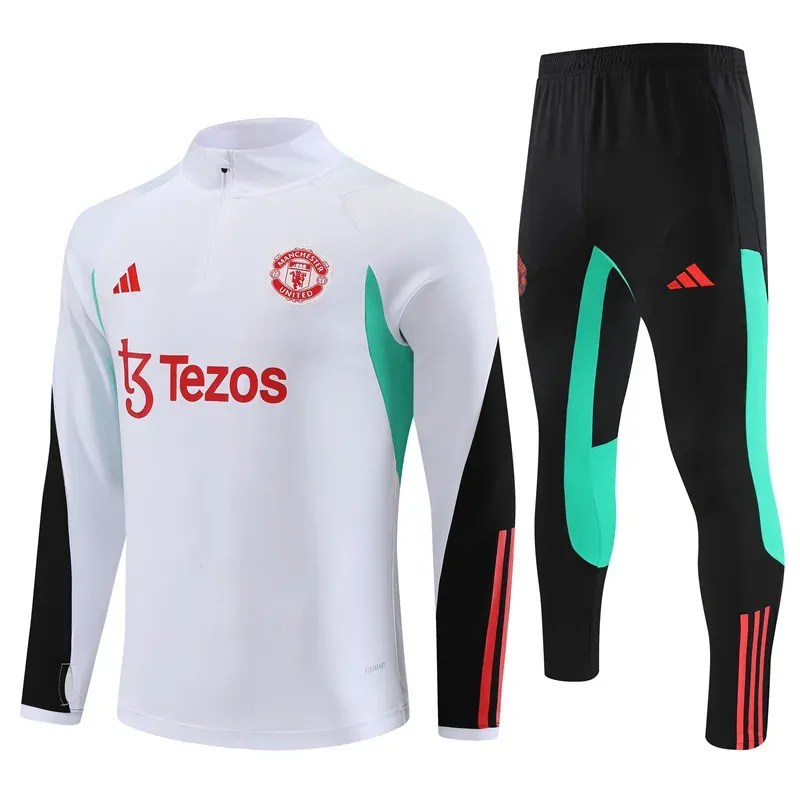 2023/2024 Manchester United Half-Pull Training Suit White Football Shirt 1:1 Thai Quality