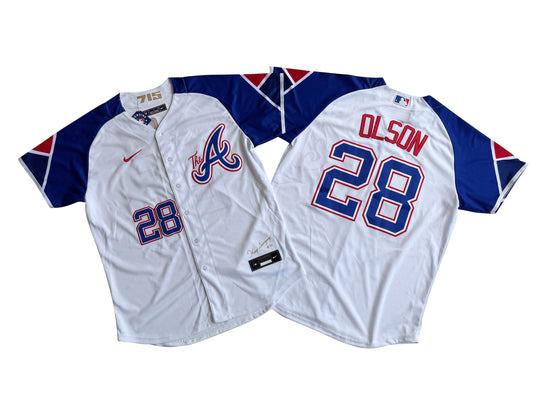 Men's Atlanta Braves Ronald 28# Matt Olson  White City Connect Limited Player Jersey