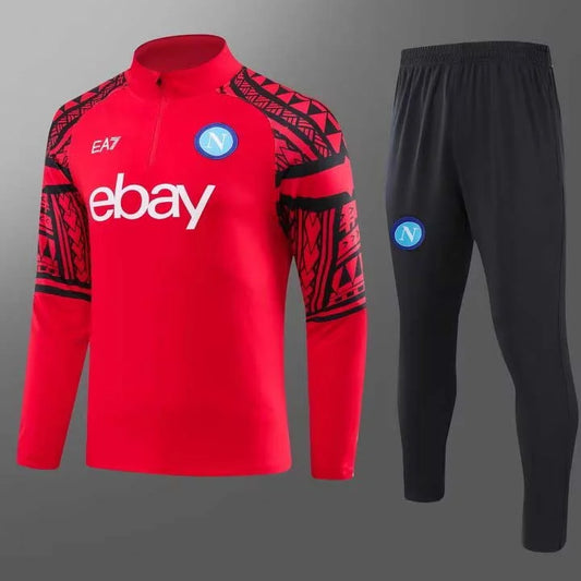 2023/2024 Napoli Half-Pull Training Suit Red Football Shirt 1:1 Thai Quality Set