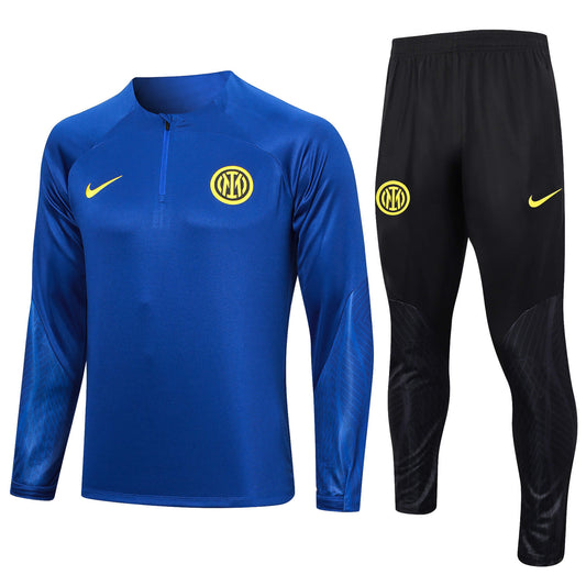 2023/2024 Internazionale Milan Half-Pull Training Suit Blue Football Jersey 1:1 Thai Quality Set