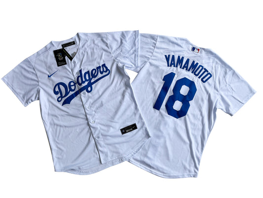 Los Angeles Dodgers 18# Yoshinobu Yamamoto White Player Jersey