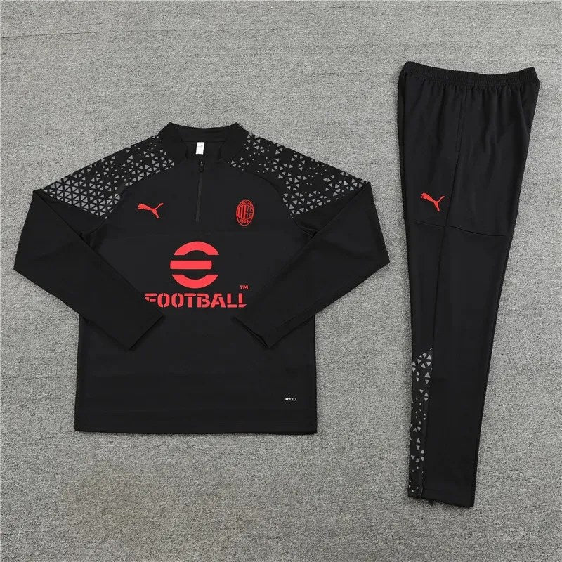 2023/2024 AC Milan Half-Pull Training Suit Black Soccer Jersey 1:1 Thai Quality
