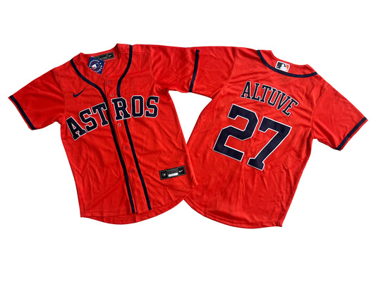 KID Youth Houston Astros 27# Jose Altuve  Orange Home Replica Player Name Jersey