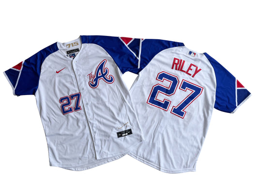 Men's Atlanta Braves Ronald 27# Austin Riley  White City Connect Limited Player Jersey