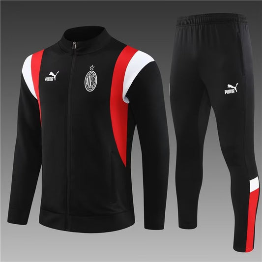 2023/2024 AC Milan Long Zipped Jacket Black Soccer Jersey 1:1 Thai Quality