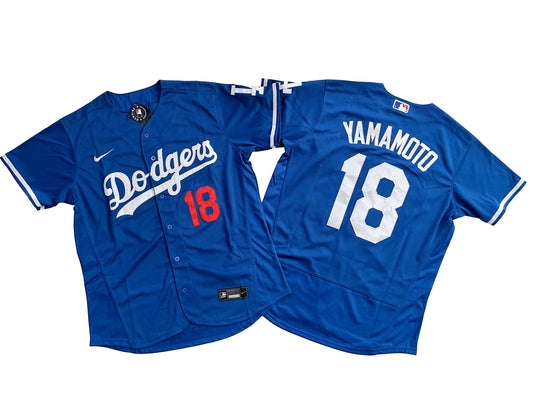 Los Angeles Dodgers #18 Yoshinobu Yamamoto Flexbase  Royal Blue Jersey