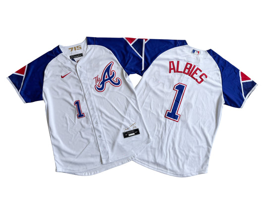 Men's Atlanta Braves Ronald 1# Ozzie Albies  White City Connect Limited Player Jersey