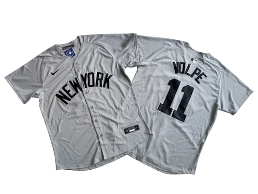 Men's New York Yankees Anthony Volpe #11Gray Away Limited Player Jersey