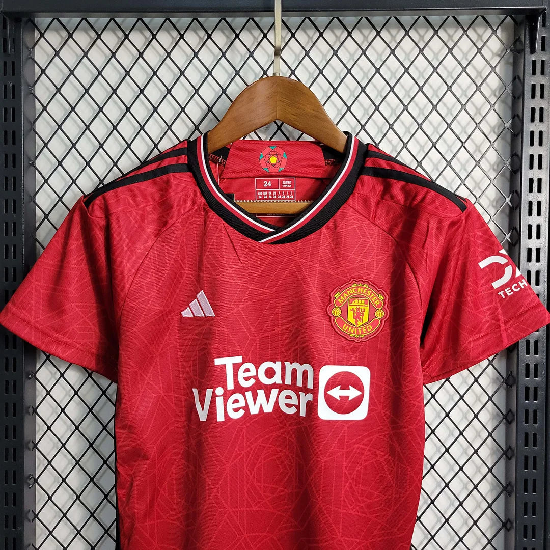 2023/2024 Kids Size Manchester United Home Football Shirt 1:1 Thai Quality
