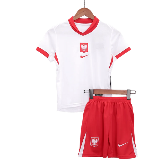 Poland Home Jersey Kit EURO 2024 Kids(Jersey+Shorts)