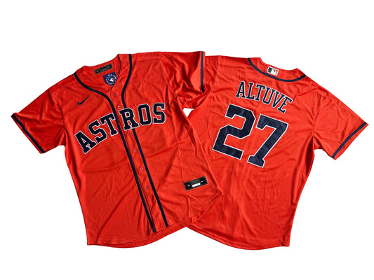 Men's Houston Astros 27# Jose Altuve  Orange Home Replica Player Name Jersey