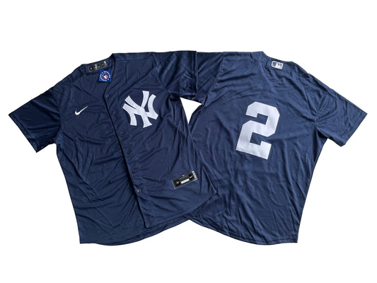 Men's New York Yankees 2# Derek Jeter Navy Alternate Replica Player Jersey