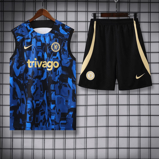 2023/2024 Chelsea pre-match training Blue Jersey+Shorts  1:1 Thai Quality