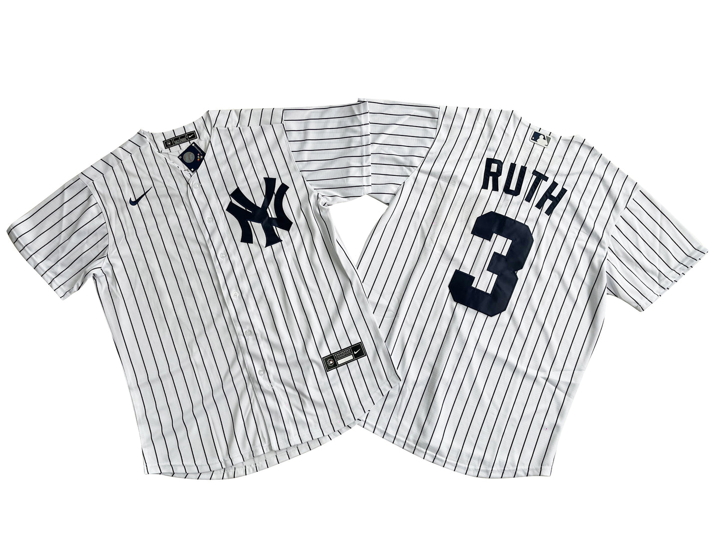 Men's New York Yankees 3# Babe Ruth  White Home Replica Player Name Jersey