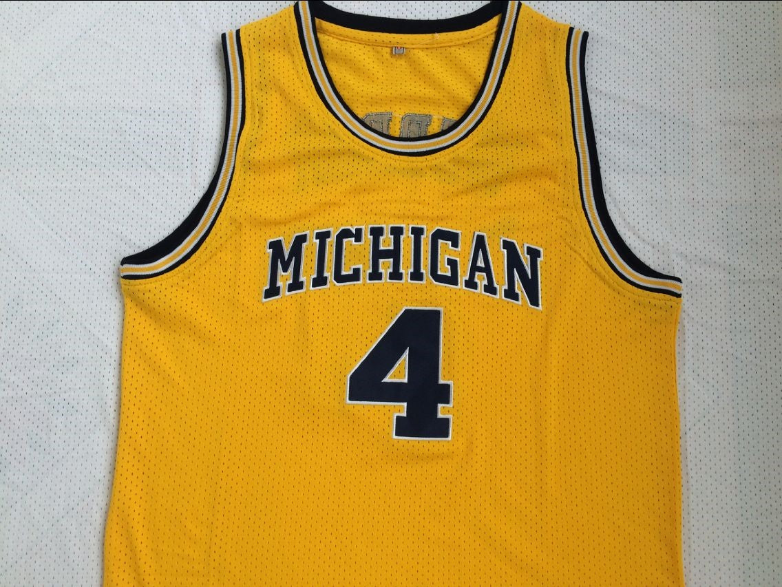 NCAA University of Michigan No. 4 Chris Webber Yellow Premium Mesh Jersey