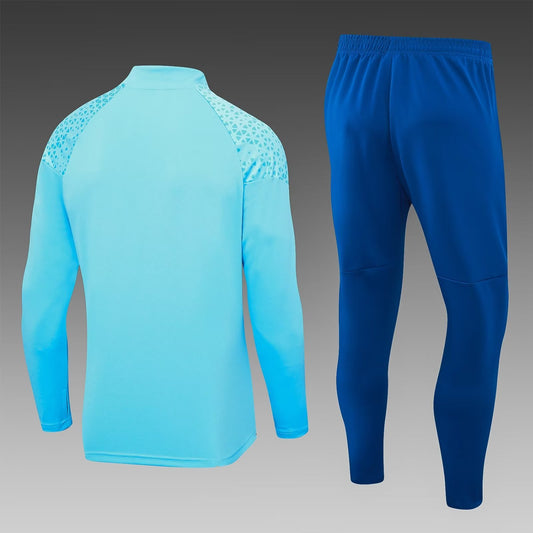 2023/2024 Olympique de Marseille Half-Pull Training Suit Light Blue Football Jersey