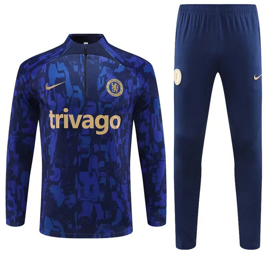 2023/2024 Chelsea Half-Pull Training Suit Blue Football Shirt 1:1 Thai Quality
