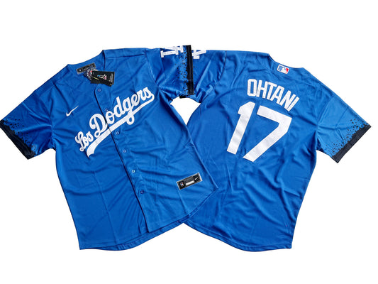 Los Angeles Dodgers #17 Shohei Ohtani Royal City Connect MLB Cool Base Jersey