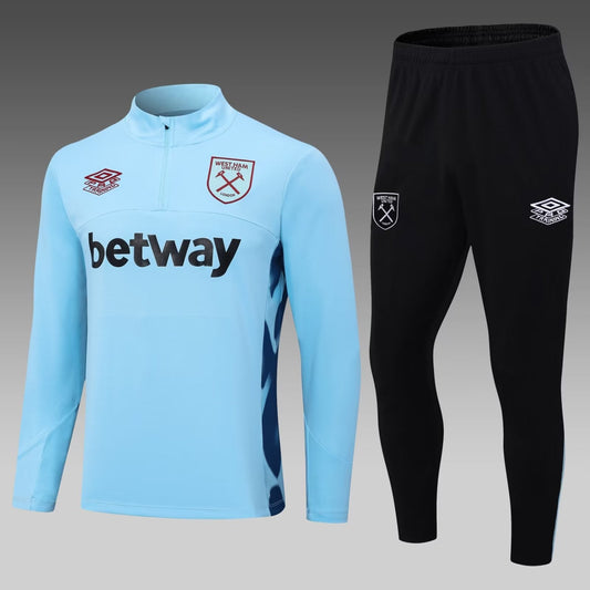 2023/2024 West Ham United Half-Pull Training Suit light blue Football Shirt 1:1 Thai Quality