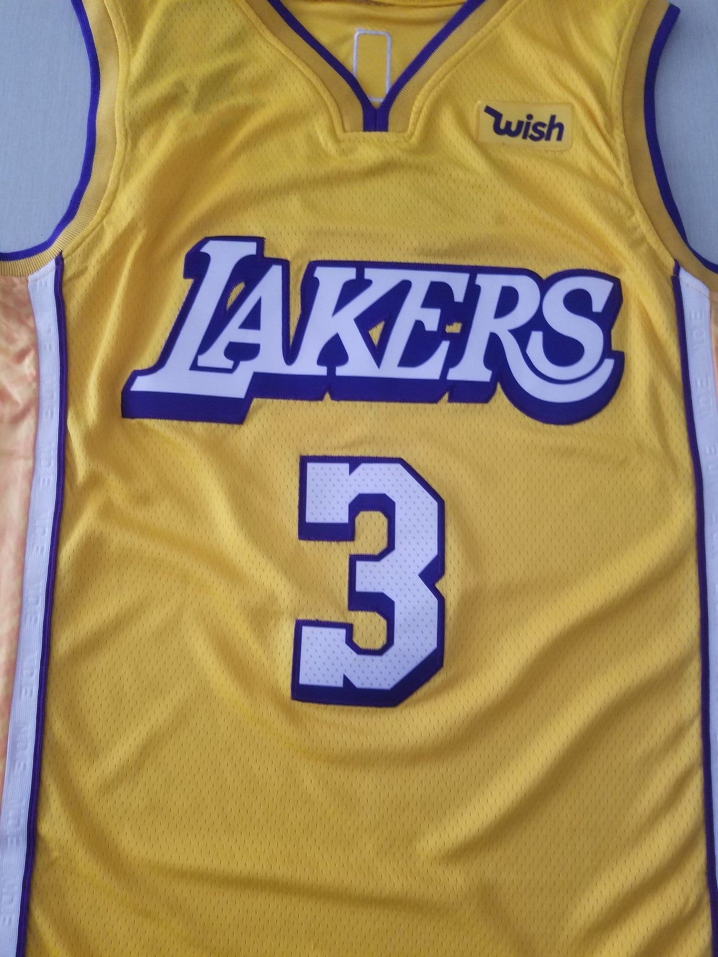 Gelbes #3 Swingman-Trikot der Los Angeles Lakers von Anthony Davis für Herren