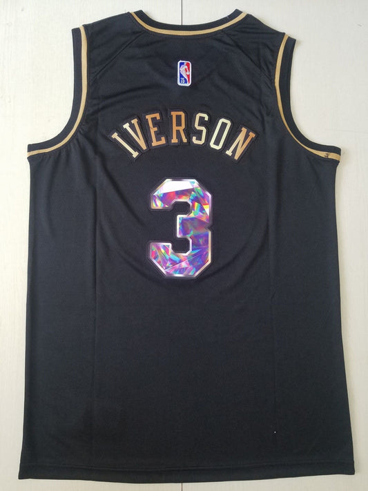 Schwarzes Swingman-Spielertrikot der Philadelphia 76ers Allen Iverson #3 für Herren