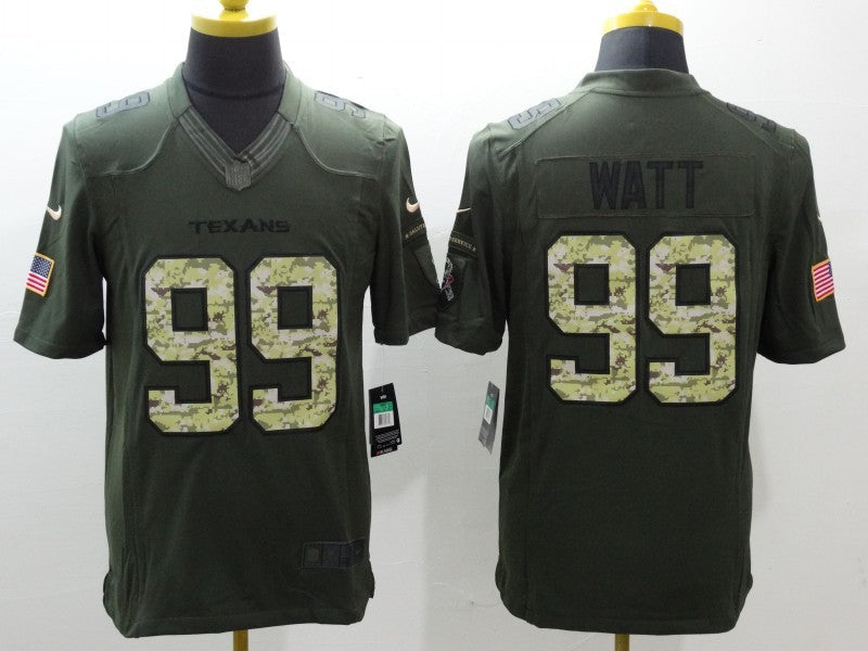 Herren Houston Texans JJ Watt #99 Armeegrünes Spieltrikot