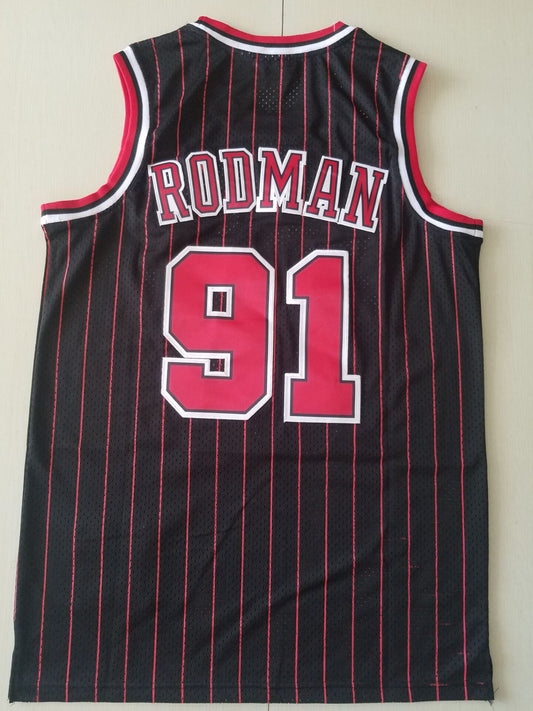 Men's Chicago Bulls Dennis Rodman Black 1995-96 Hardwood Classics Player Jersey