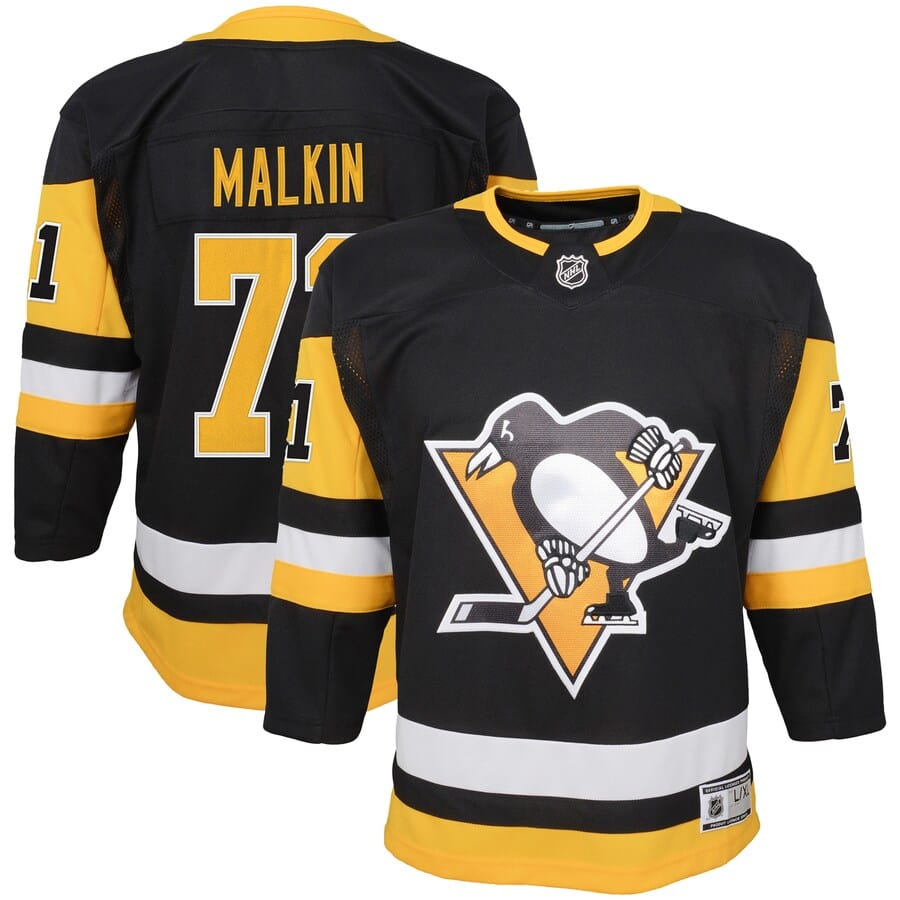 Evgeni Malkin der Pittsburgh Penguins für Jugendliche, schwarzes Home-Premier-Spielertrikot