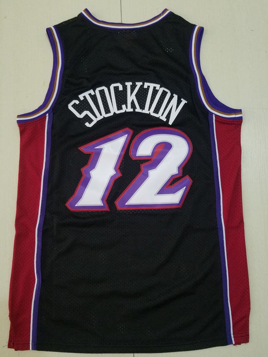 Men's Utah Jazz John Stockton Black 1998-99 Hardwood Classics Swingman Jersey