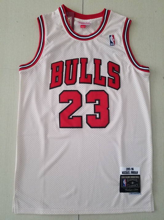 Men's Chicago Bulls Michael Jordan #23 White 1995-96 Hardwood Classics Jersey