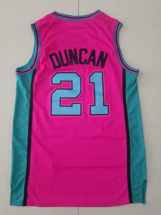 Men's San Antonio Spurs Tim Duncan Pink 1998/99 Classics Swingman Player Jersey