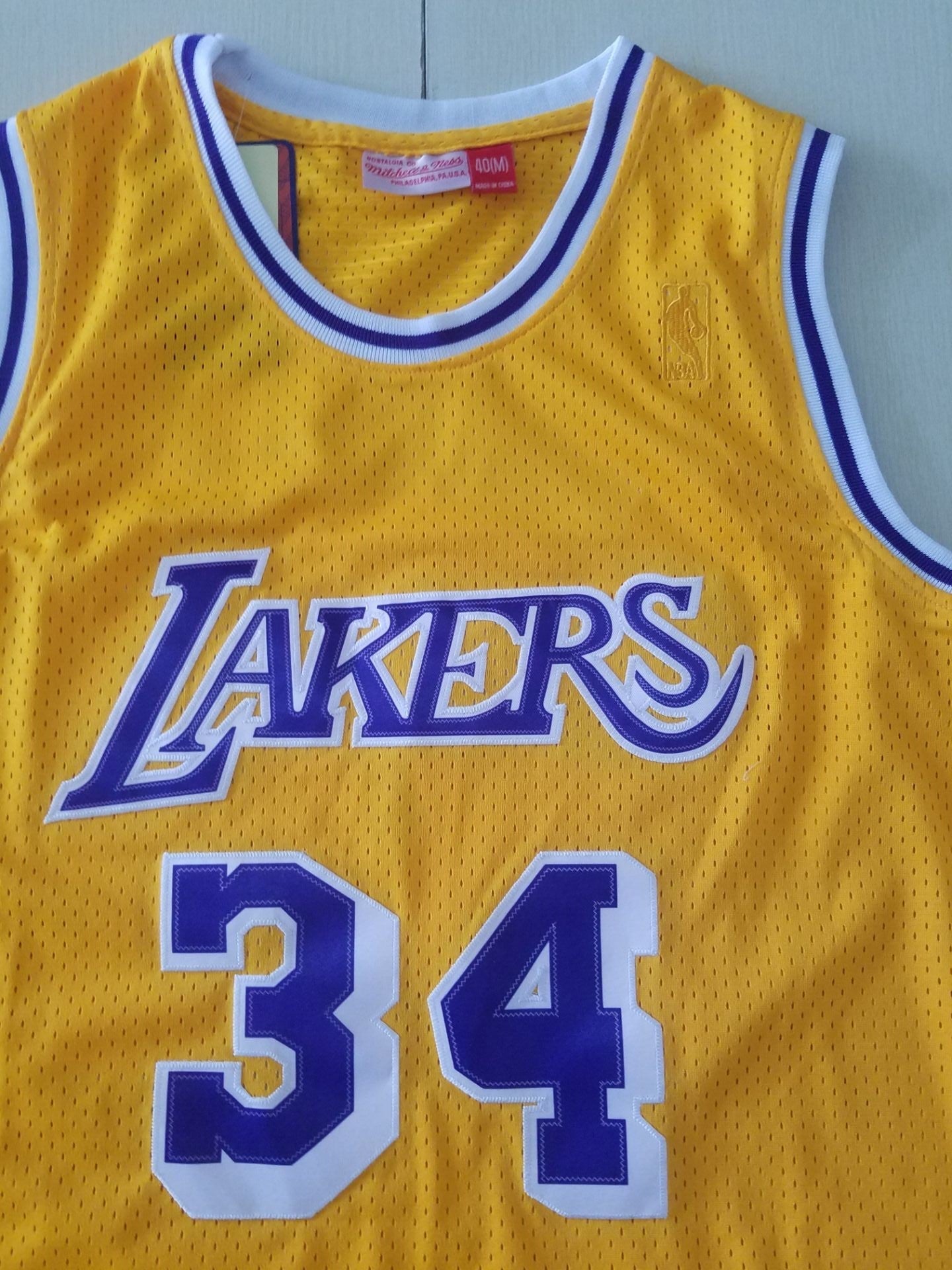 Men's Los Angeles Lakers Shaquille O'Neal #34 Yellow 1996-97 Classics Jersey