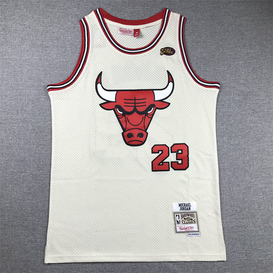 Men's Chicago Bulls Michael Jordan #23 Cream Hardwood Classics Swingman Jersey