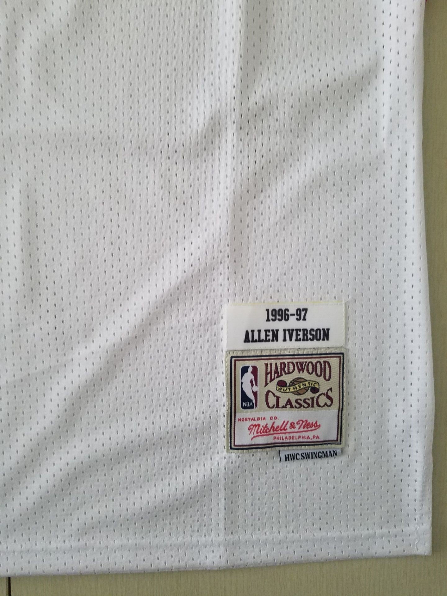 Men's Philadelphia 76ers Allen Iverson White Hardwood Classics Authentic Jersey