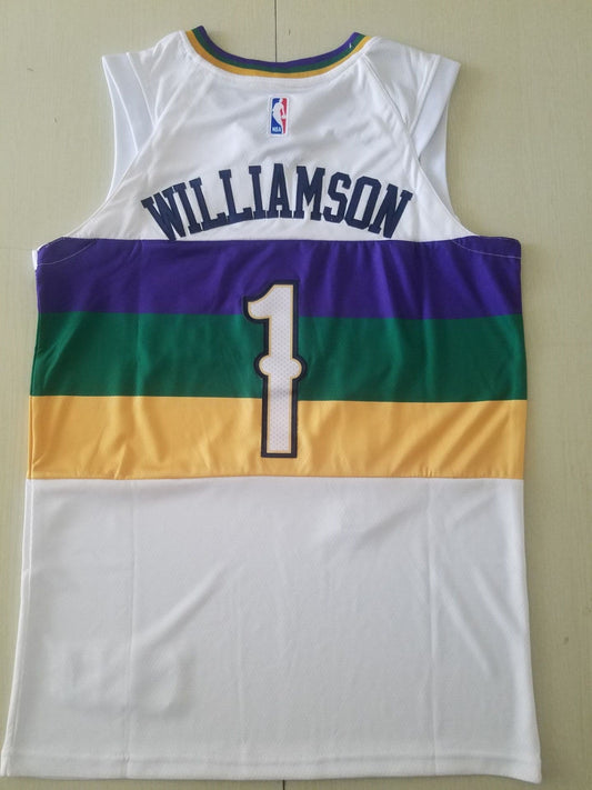 Men's New Orleans Pelicans Zion Williamson #1 NBA White Swingman Player Jersey