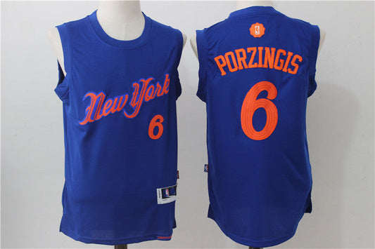 Men's New York Knicks Kristaps Porzingis #6 Blue Swingman Jersey
