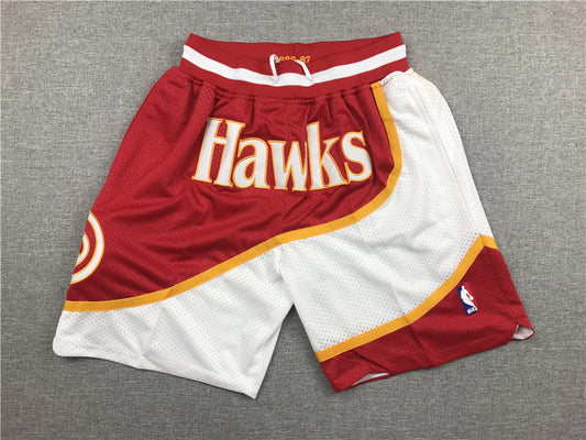 Herren-Basketball-Retro-Shorts der Atlanta Hawks in Rot/Weiß