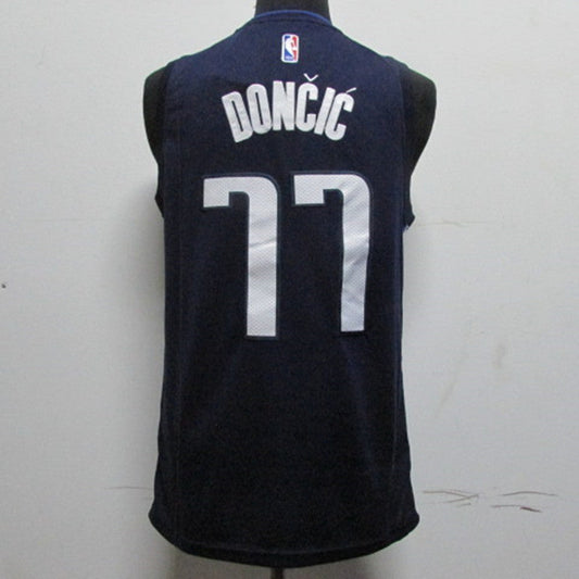 Dunkelblaues Replika-Trikot der Dallas Mavericks Luka Doncic #77 NBA für Herren