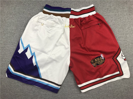 Men's Chicago Bulls/Utah Jazz Red/White Basketball Spliced Shorts
