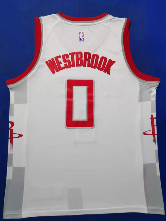 Men's Houston Rockets Russell Westbrook #0 NBA White Classics Swingman Jersey