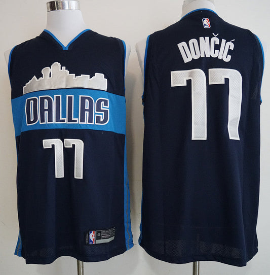 Dallas Mavericks Luka Doncic #77 NBA Replica-Trikot für Herren – Retro-Blau