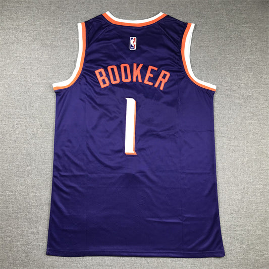 Phoenix Suns Devin Booker #1 Lila 2023/24 Fast Break Replica-Trikot für Herren – Icon Edition