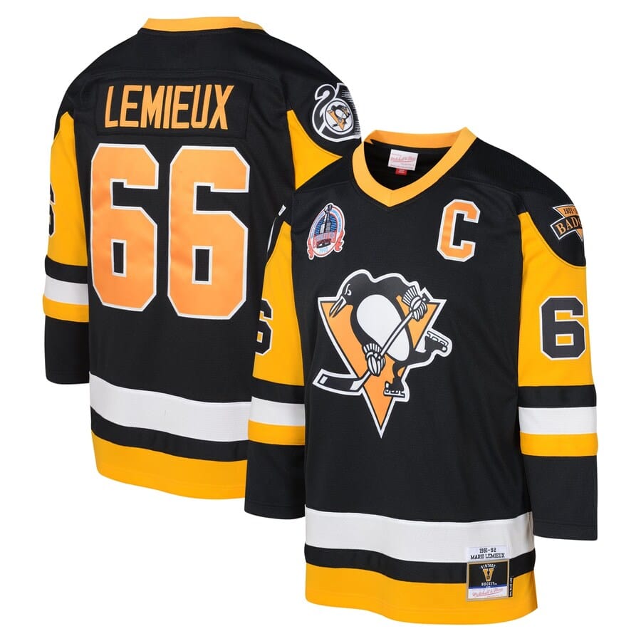 Youth Pittsburgh Penguins Mario Lemieux Mitchell & Ness Black 1991-92 Blue Line Player Jersey