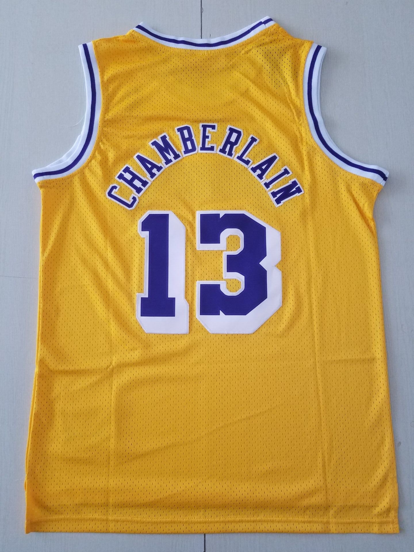 Men's Los Angeles Lakers Wilt Chamberlain #13 Yellow Classics Swingman Jersey