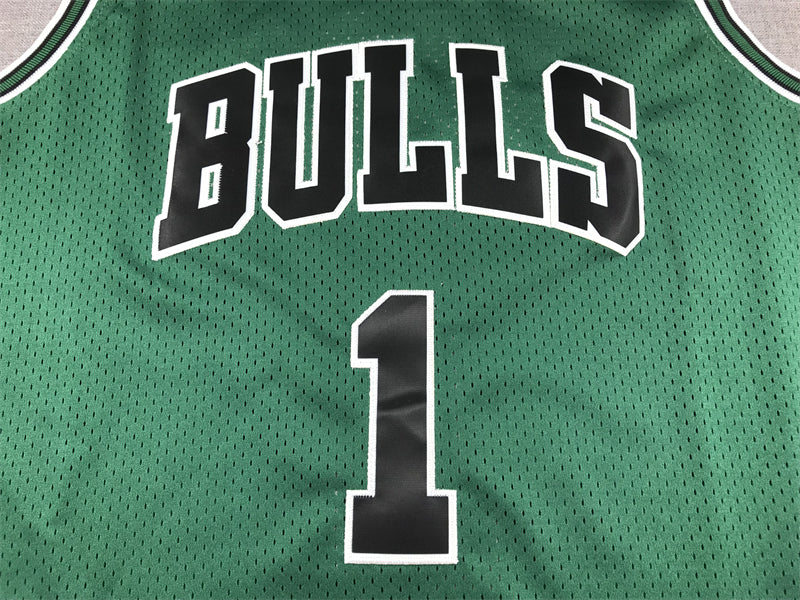 Herren Chicago Bulls Derrick Rose #1 Grünes Swingman-Trikot