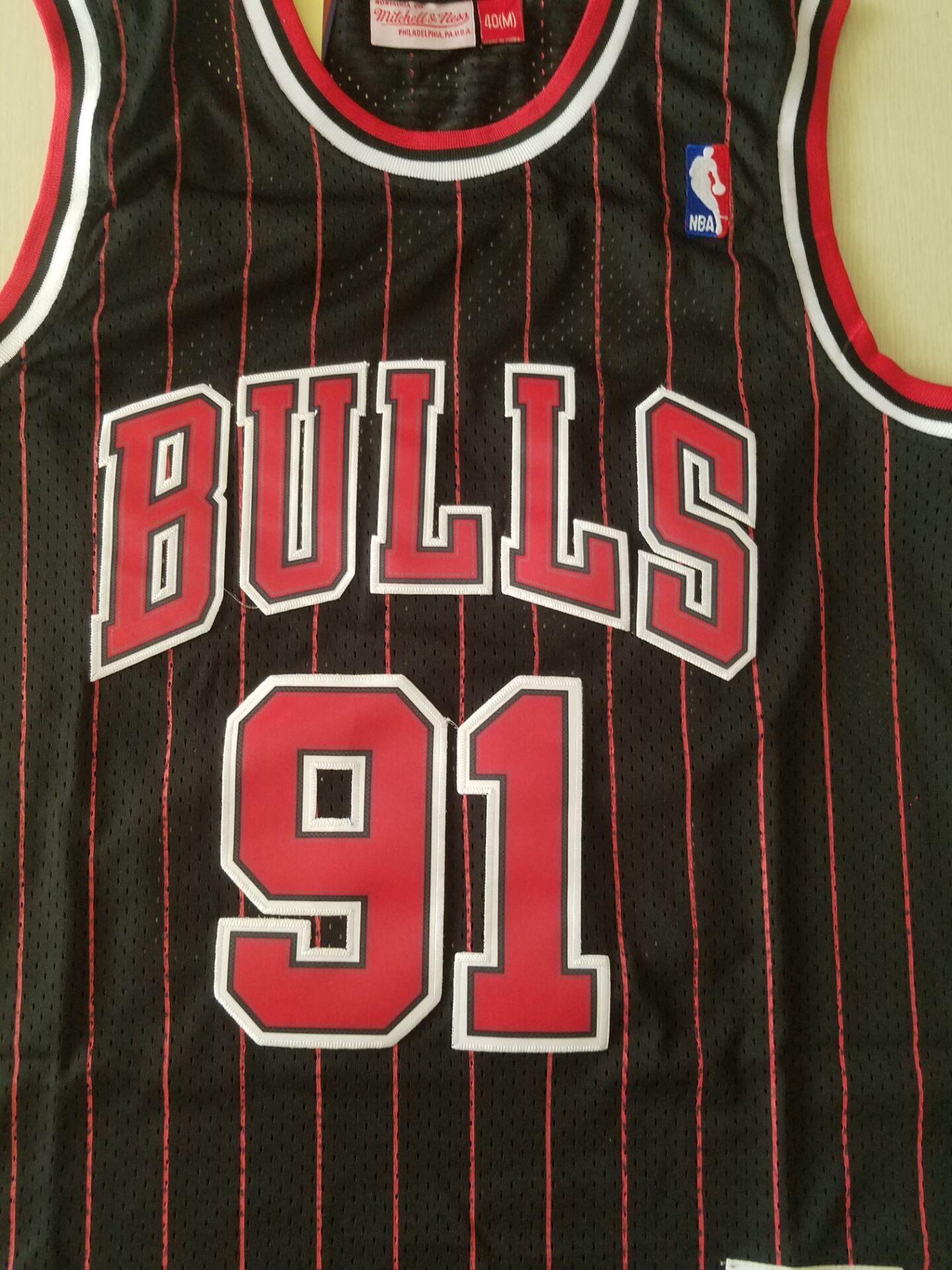 Men's Chicago Bulls Dennis Rodman Black 1995-96 Hardwood Classics Player Jersey